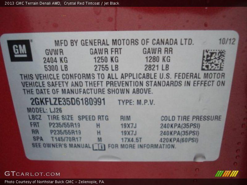 Crystal Red Tintcoat / Jet Black 2013 GMC Terrain Denali AWD