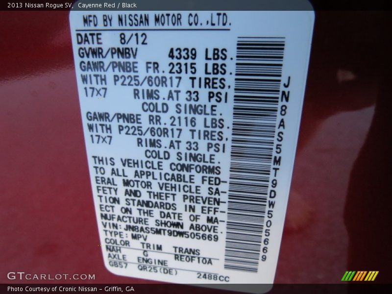 Cayenne Red / Black 2013 Nissan Rogue SV