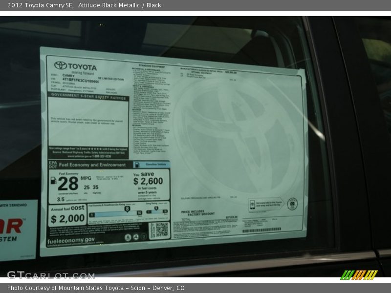 Attitude Black Metallic / Black 2012 Toyota Camry SE