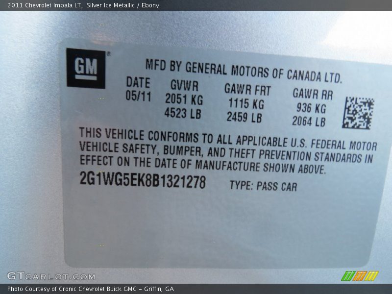 Silver Ice Metallic / Ebony 2011 Chevrolet Impala LT