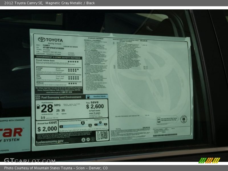 Magnetic Gray Metallic / Black 2012 Toyota Camry SE