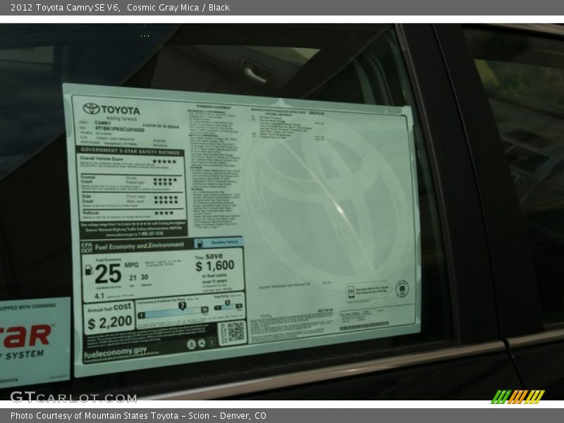 Cosmic Gray Mica / Black 2012 Toyota Camry SE V6