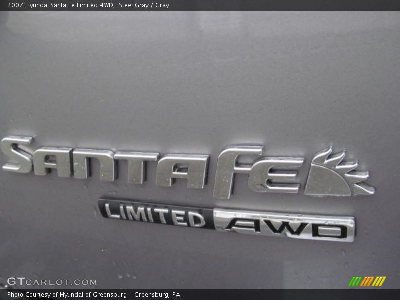 Steel Gray / Gray 2007 Hyundai Santa Fe Limited 4WD