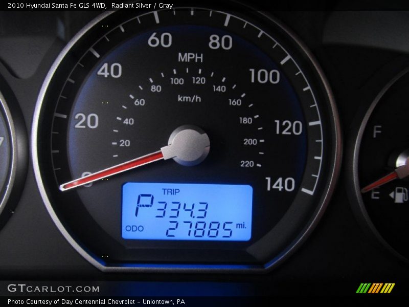 Radiant Silver / Gray 2010 Hyundai Santa Fe GLS 4WD