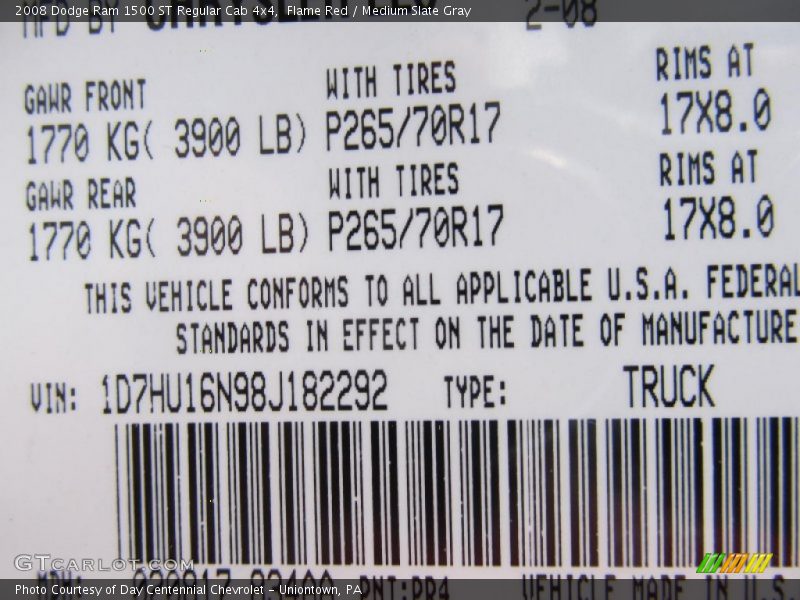 Flame Red / Medium Slate Gray 2008 Dodge Ram 1500 ST Regular Cab 4x4