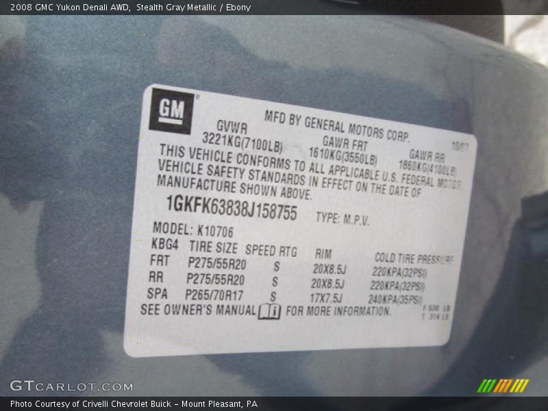 Stealth Gray Metallic / Ebony 2008 GMC Yukon Denali AWD