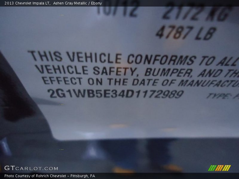 Ashen Gray Metallic / Ebony 2013 Chevrolet Impala LT