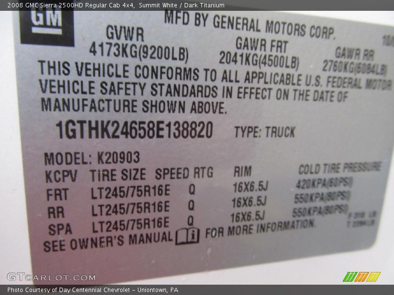 Summit White / Dark Titanium 2008 GMC Sierra 2500HD Regular Cab 4x4