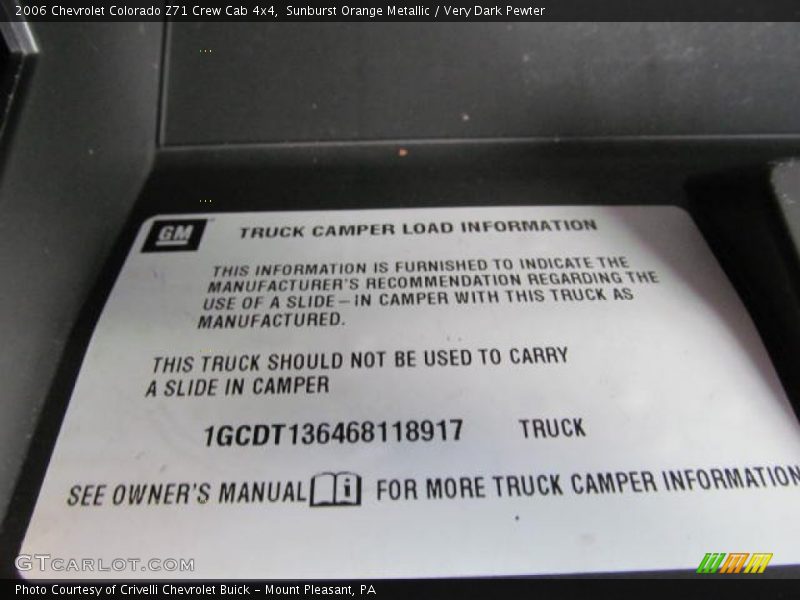 Sunburst Orange Metallic / Very Dark Pewter 2006 Chevrolet Colorado Z71 Crew Cab 4x4