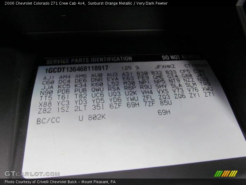 Sunburst Orange Metallic / Very Dark Pewter 2006 Chevrolet Colorado Z71 Crew Cab 4x4