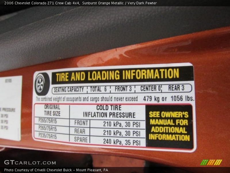 Sunburst Orange Metallic / Very Dark Pewter 2006 Chevrolet Colorado Z71 Crew Cab 4x4