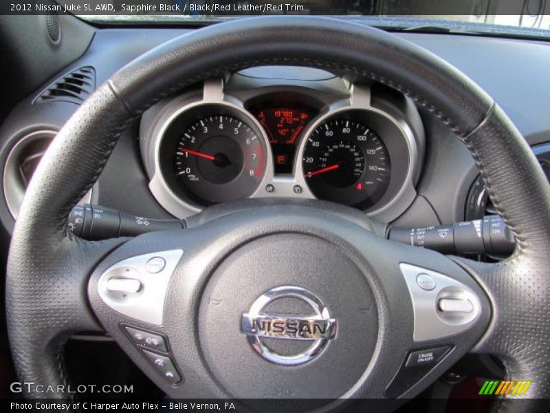 Sapphire Black / Black/Red Leather/Red Trim 2012 Nissan Juke SL AWD