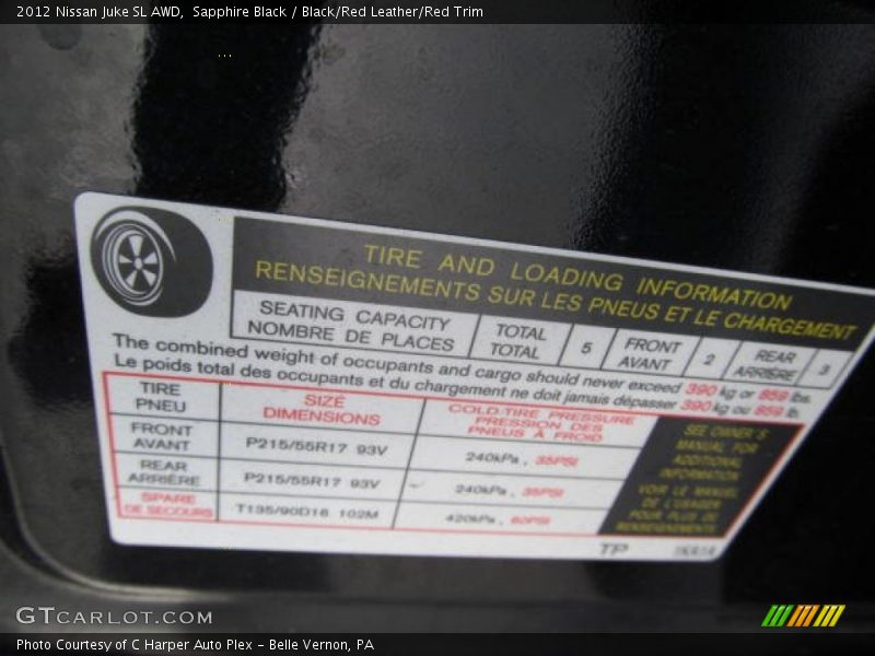 Sapphire Black / Black/Red Leather/Red Trim 2012 Nissan Juke SL AWD