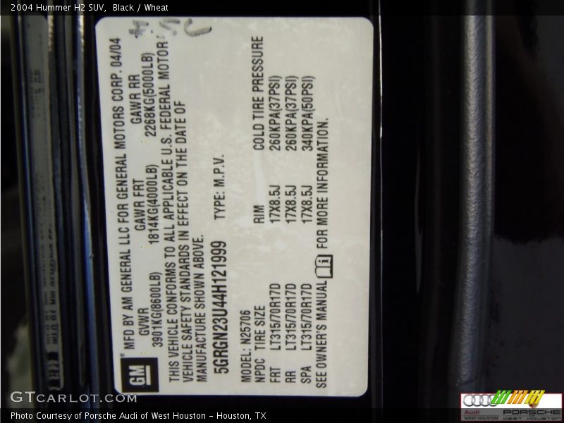 Black / Wheat 2004 Hummer H2 SUV