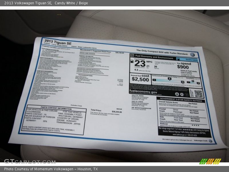 Candy White / Beige 2013 Volkswagen Tiguan SE