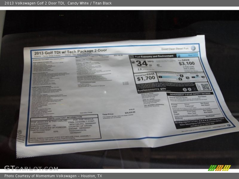 Candy White / Titan Black 2013 Volkswagen Golf 2 Door TDI