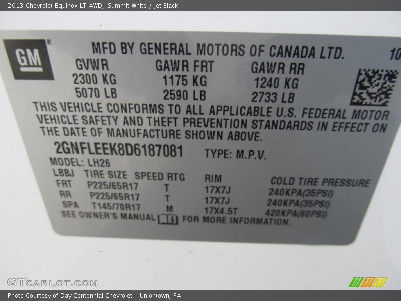 Summit White / Jet Black 2013 Chevrolet Equinox LT AWD