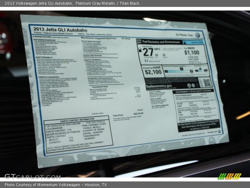 Platinum Gray Metallic / Titan Black 2013 Volkswagen Jetta GLI Autobahn