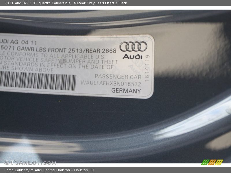 Meteor Grey Pearl Effect / Black 2011 Audi A5 2.0T quattro Convertible