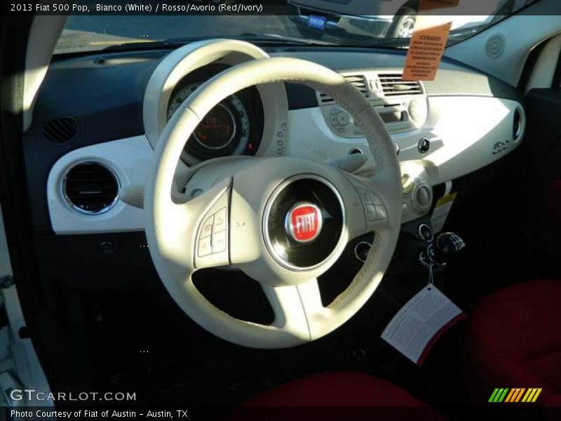 Bianco (White) / Rosso/Avorio (Red/Ivory) 2013 Fiat 500 Pop
