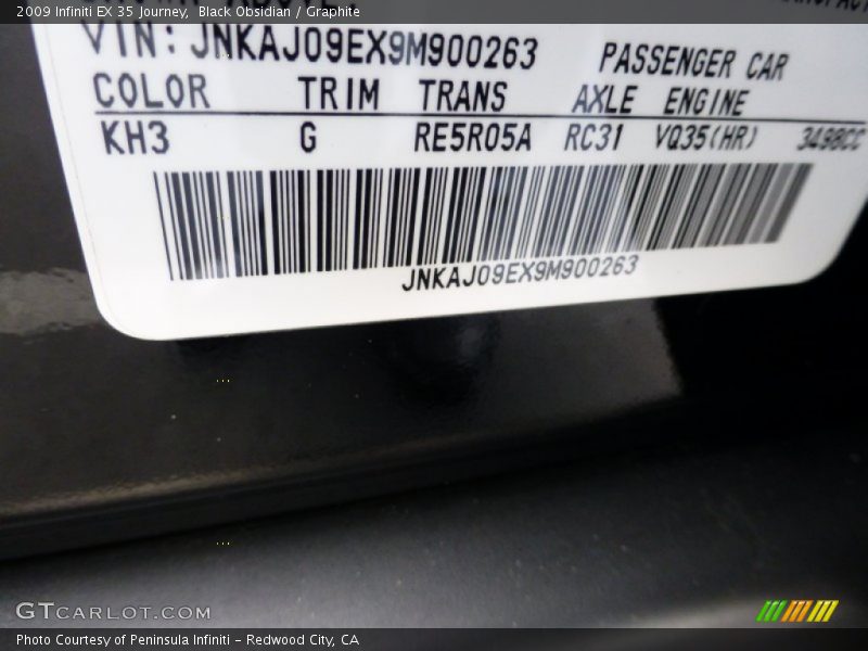 Black Obsidian / Graphite 2009 Infiniti EX 35 Journey