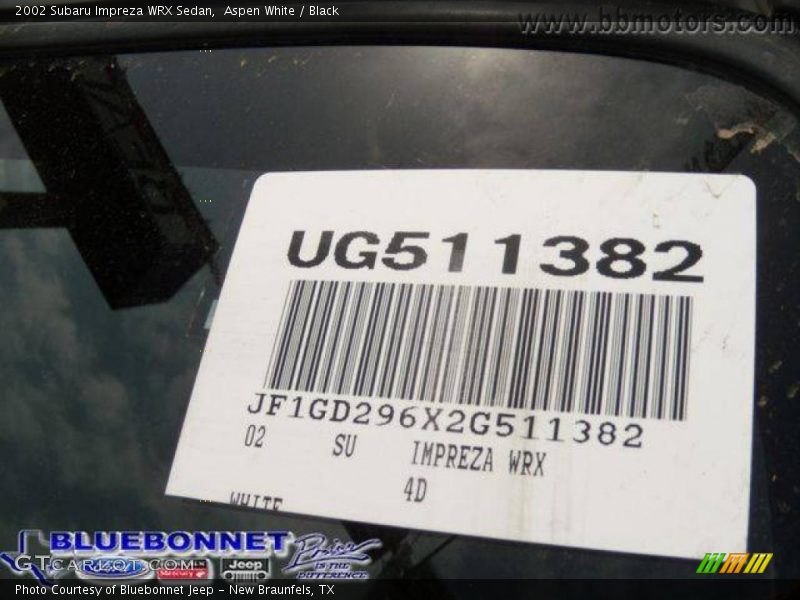 Aspen White / Black 2002 Subaru Impreza WRX Sedan