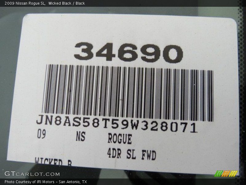 Wicked Black / Black 2009 Nissan Rogue SL