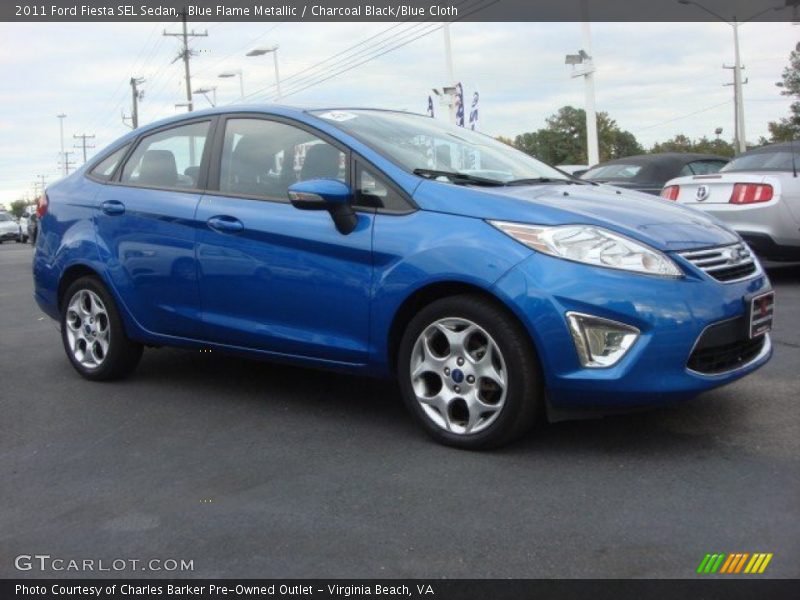 Blue Flame Metallic / Charcoal Black/Blue Cloth 2011 Ford Fiesta SEL Sedan
