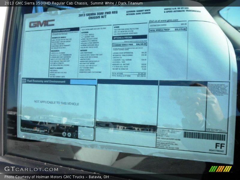  2013 Sierra 3500HD Regular Cab Chassis Window Sticker