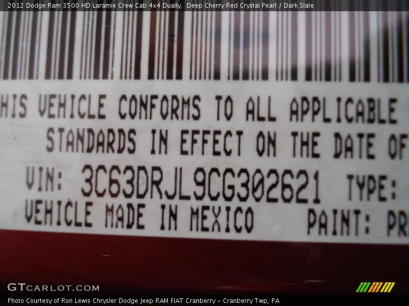 Deep Cherry Red Crystal Pearl / Dark Slate 2012 Dodge Ram 3500 HD Laramie Crew Cab 4x4 Dually