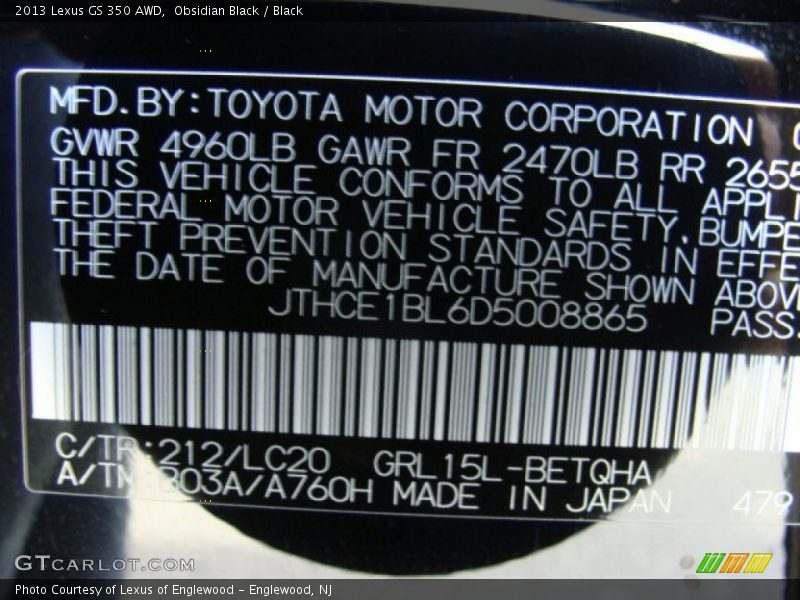 Obsidian Black / Black 2013 Lexus GS 350 AWD