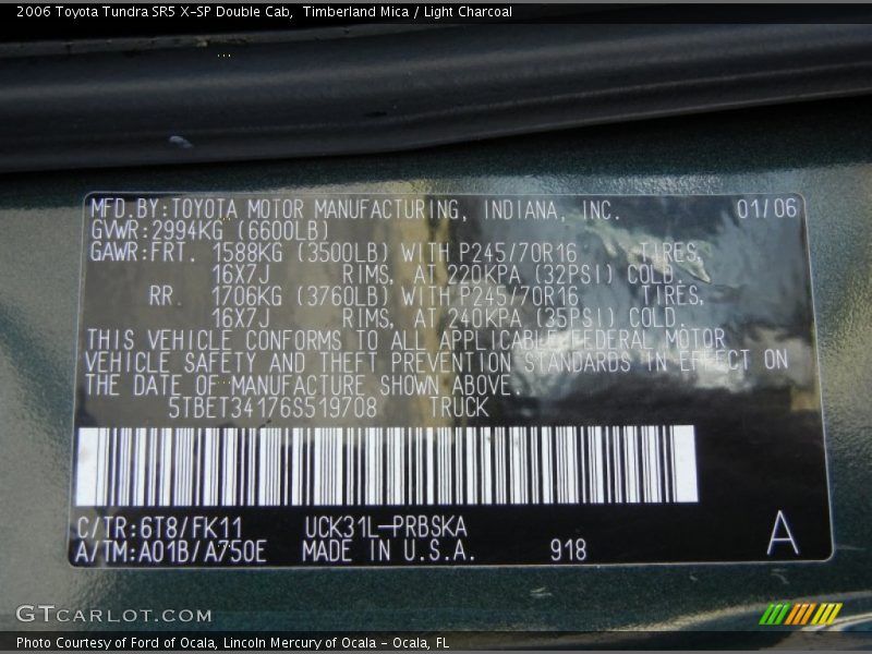 Timberland Mica / Light Charcoal 2006 Toyota Tundra SR5 X-SP Double Cab