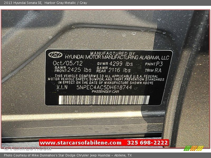 Harbor Gray Metallic / Gray 2013 Hyundai Sonata SE