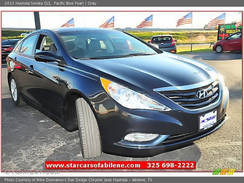Pacific Blue Pearl / Gray 2013 Hyundai Sonata GLS