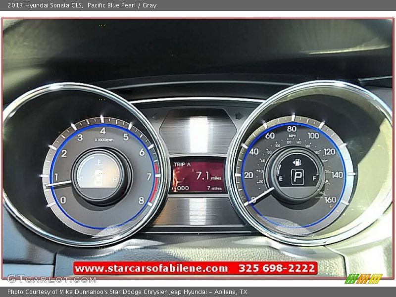 Pacific Blue Pearl / Gray 2013 Hyundai Sonata GLS
