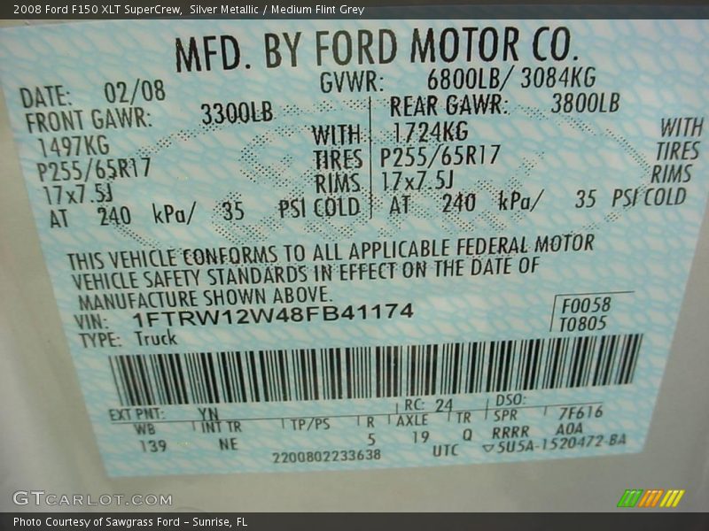 Silver Metallic / Medium Flint Grey 2008 Ford F150 XLT SuperCrew