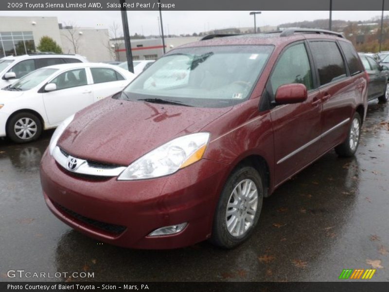 Salsa Red Pearl / Taupe 2009 Toyota Sienna Limited AWD