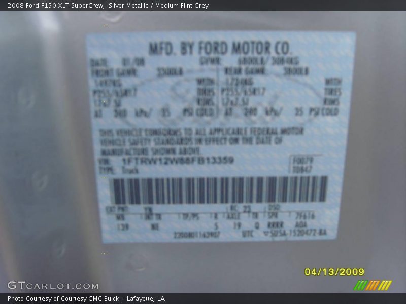 Silver Metallic / Medium Flint Grey 2008 Ford F150 XLT SuperCrew