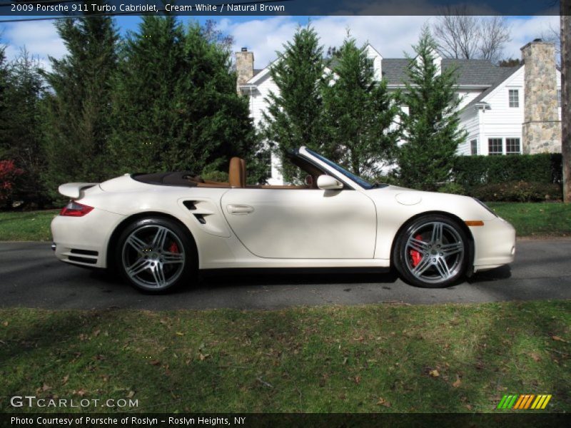 Cream White / Natural Brown 2009 Porsche 911 Turbo Cabriolet