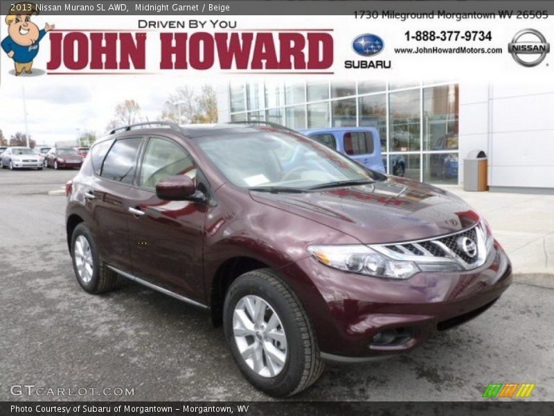 Midnight Garnet / Beige 2013 Nissan Murano SL AWD