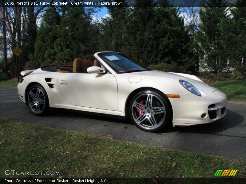 Cream White / Natural Brown 2009 Porsche 911 Turbo Cabriolet