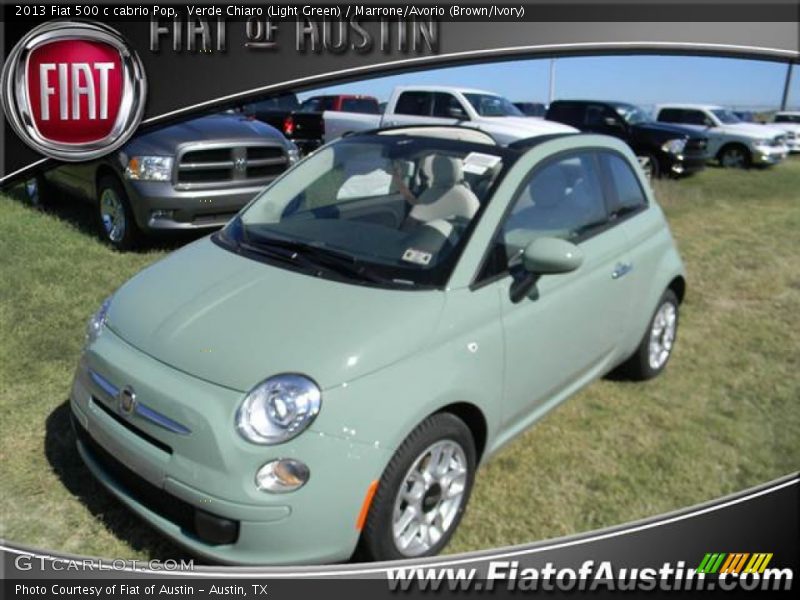 Verde Chiaro (Light Green) / Marrone/Avorio (Brown/Ivory) 2013 Fiat 500 c cabrio Pop