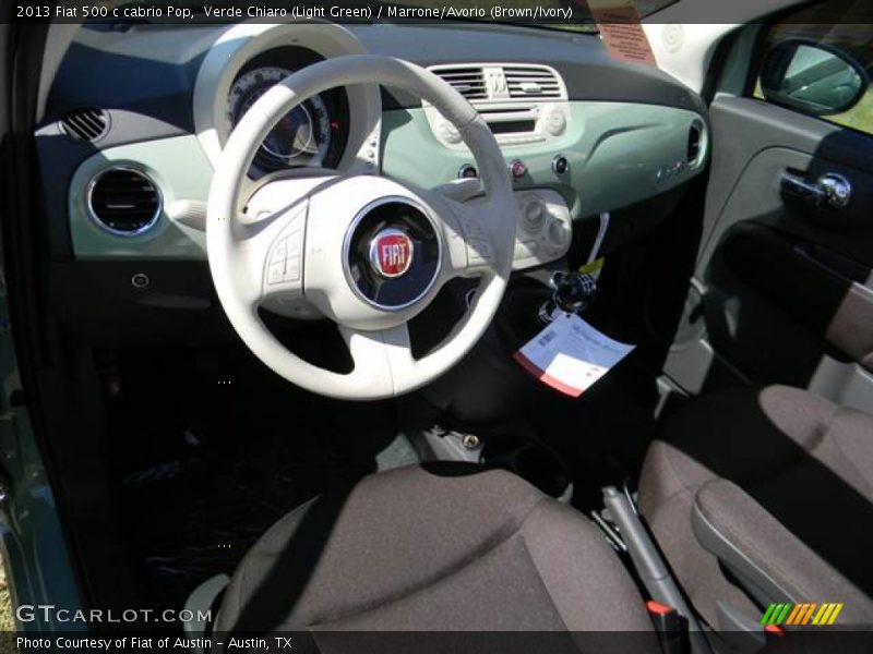 Verde Chiaro (Light Green) / Marrone/Avorio (Brown/Ivory) 2013 Fiat 500 c cabrio Pop