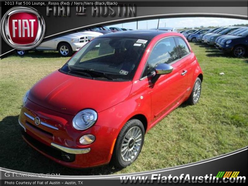 Rosso (Red) / Nero/Nero (Black/Black) 2013 Fiat 500 Lounge
