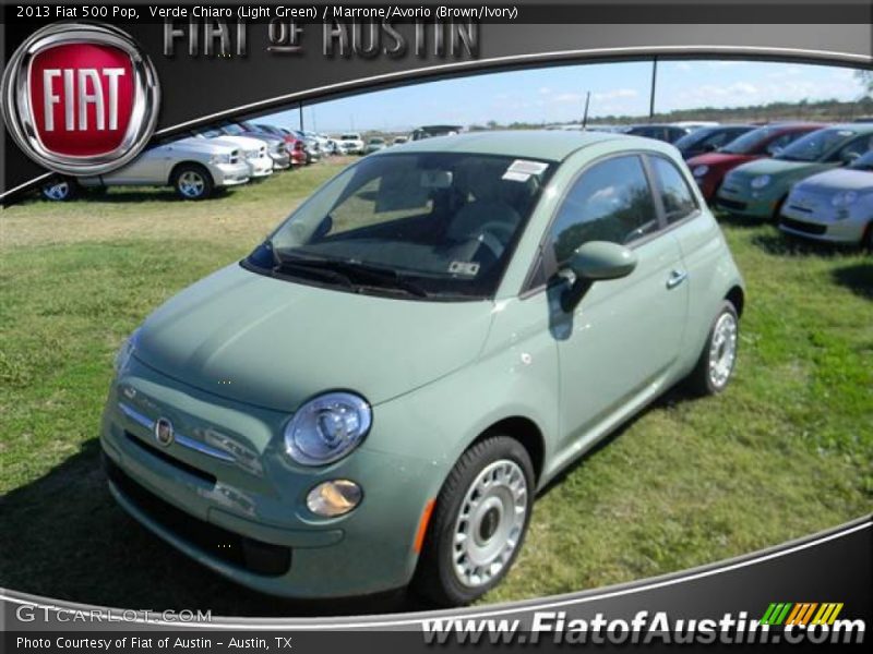 Verde Chiaro (Light Green) / Marrone/Avorio (Brown/Ivory) 2013 Fiat 500 Pop
