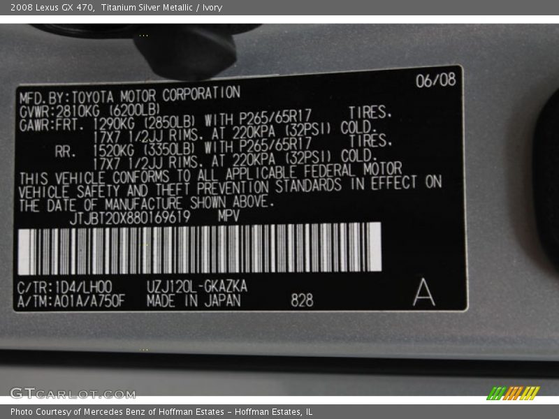 Titanium Silver Metallic / Ivory 2008 Lexus GX 470