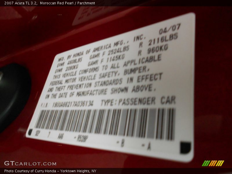 Moroccan Red Pearl / Parchment 2007 Acura TL 3.2