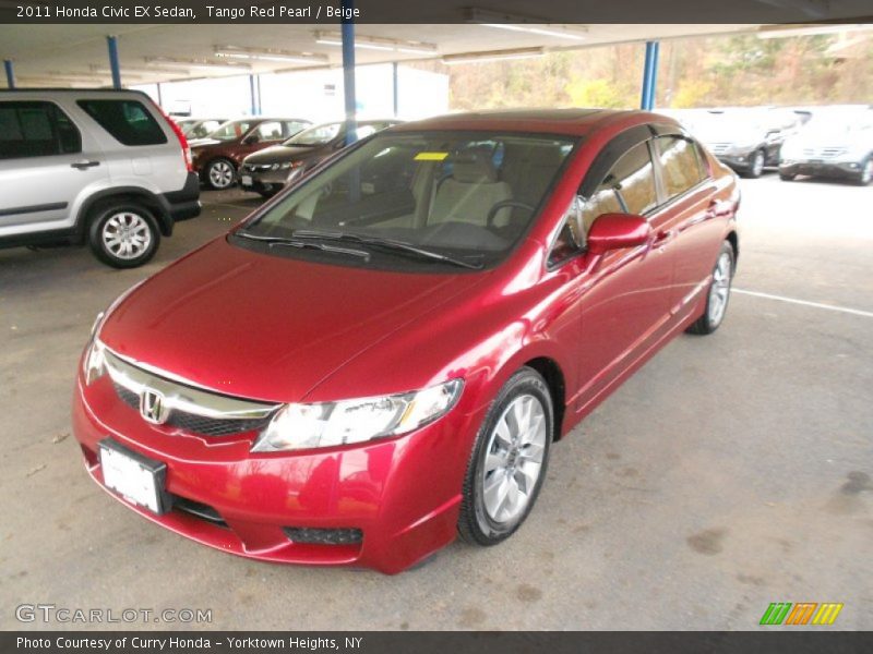 Tango Red Pearl / Beige 2011 Honda Civic EX Sedan