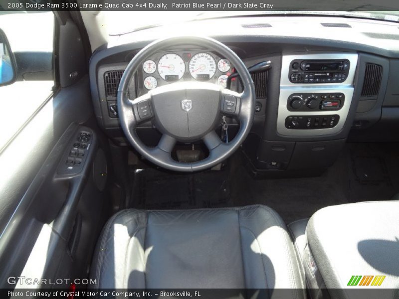 Patriot Blue Pearl / Dark Slate Gray 2005 Dodge Ram 3500 Laramie Quad Cab 4x4 Dually