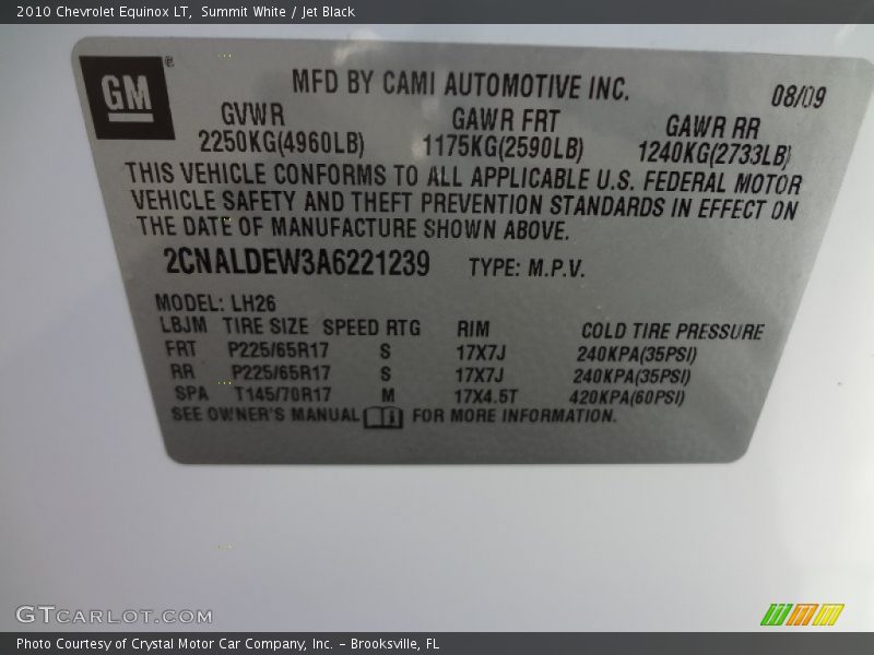 Summit White / Jet Black 2010 Chevrolet Equinox LT